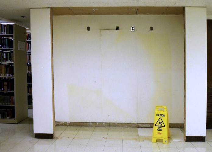 Phone booths removed from Bird Library. Photo by Francis DiClemente 
