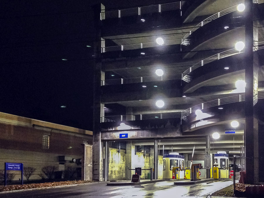 University Avenue Garage, Harrison Street Entrance.